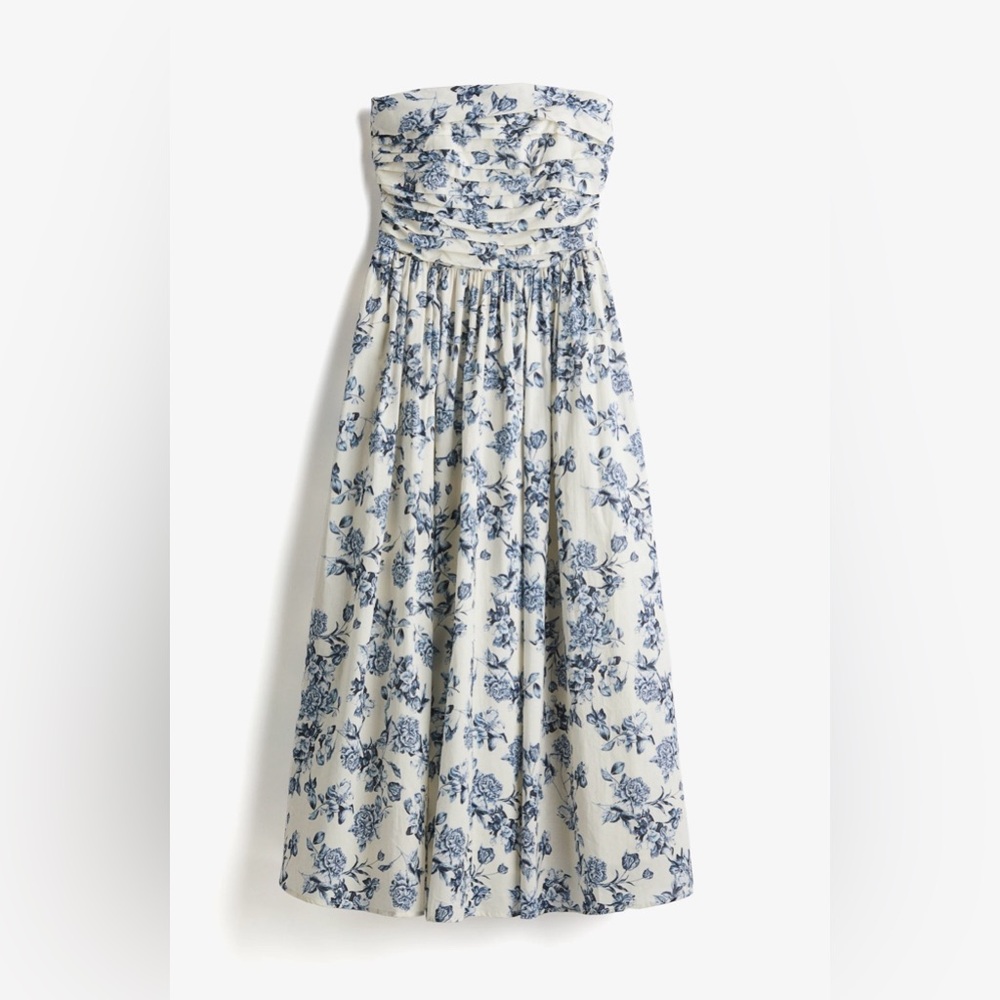 H&M Strapless Pleated Bandeau Dress